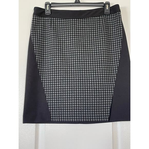 Laundry Shelli Segal Skirt Womens Houndstooth Front Slit  Size 10 - Picture 3 of 8